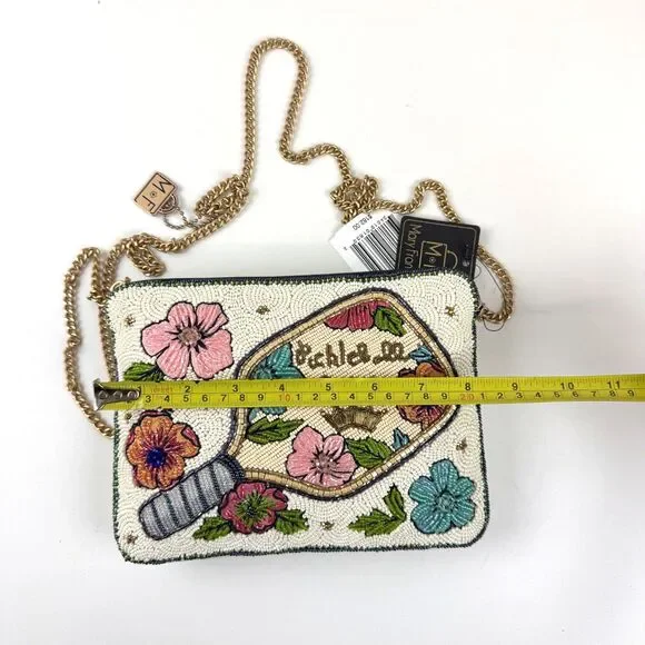 Mary Frances Pickle Ball Queen Crossbody Purse Bag Beaded Sparkle Crown NEW - Picture 9 of 12